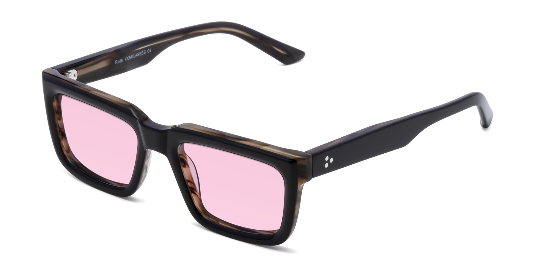 Angle of Roth in Black-Gray Moonstone with Light Pink Tinted Lenses