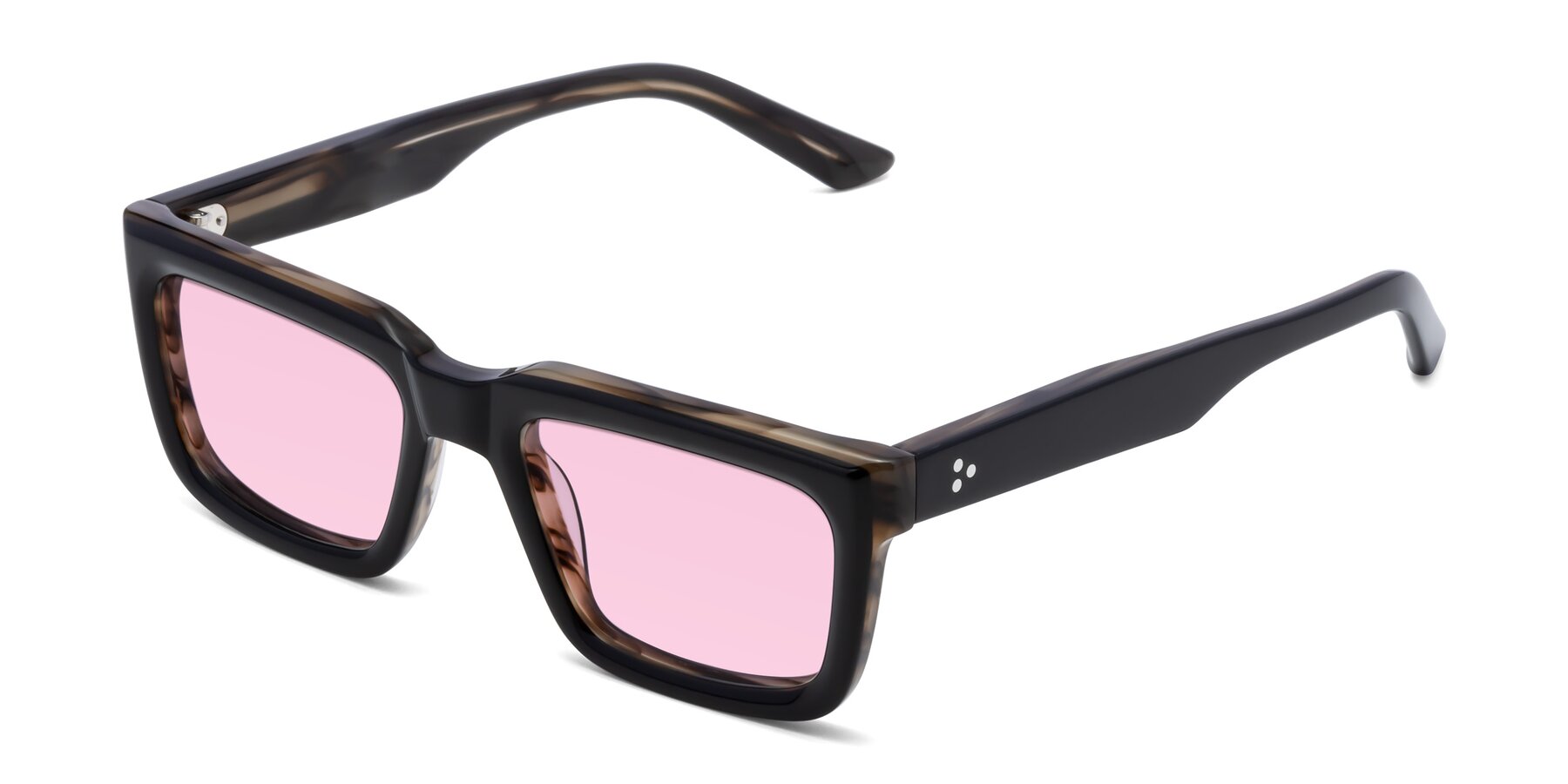 Angle of Roth in Black-Gray Moonstone with Light Pink Tinted Lenses