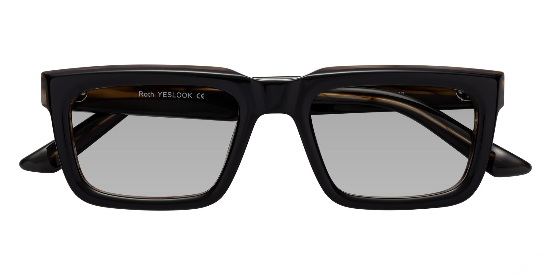 Folded Front of Roth in Black-Gray Moonstone with Light Gray Tinted Lenses