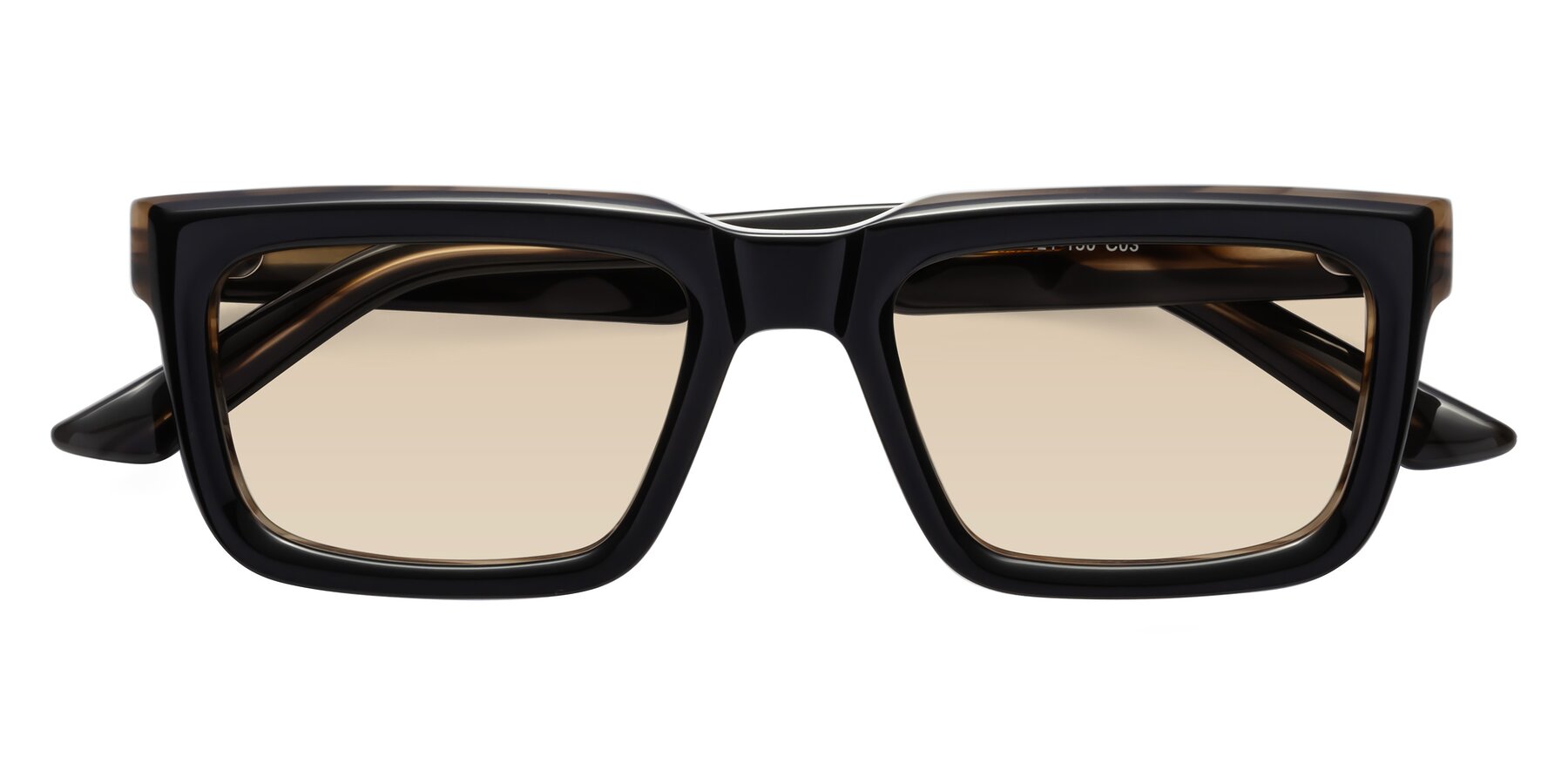 Folded Front of Roth in Black-Gray Moonstone with Light Brown Tinted Lenses