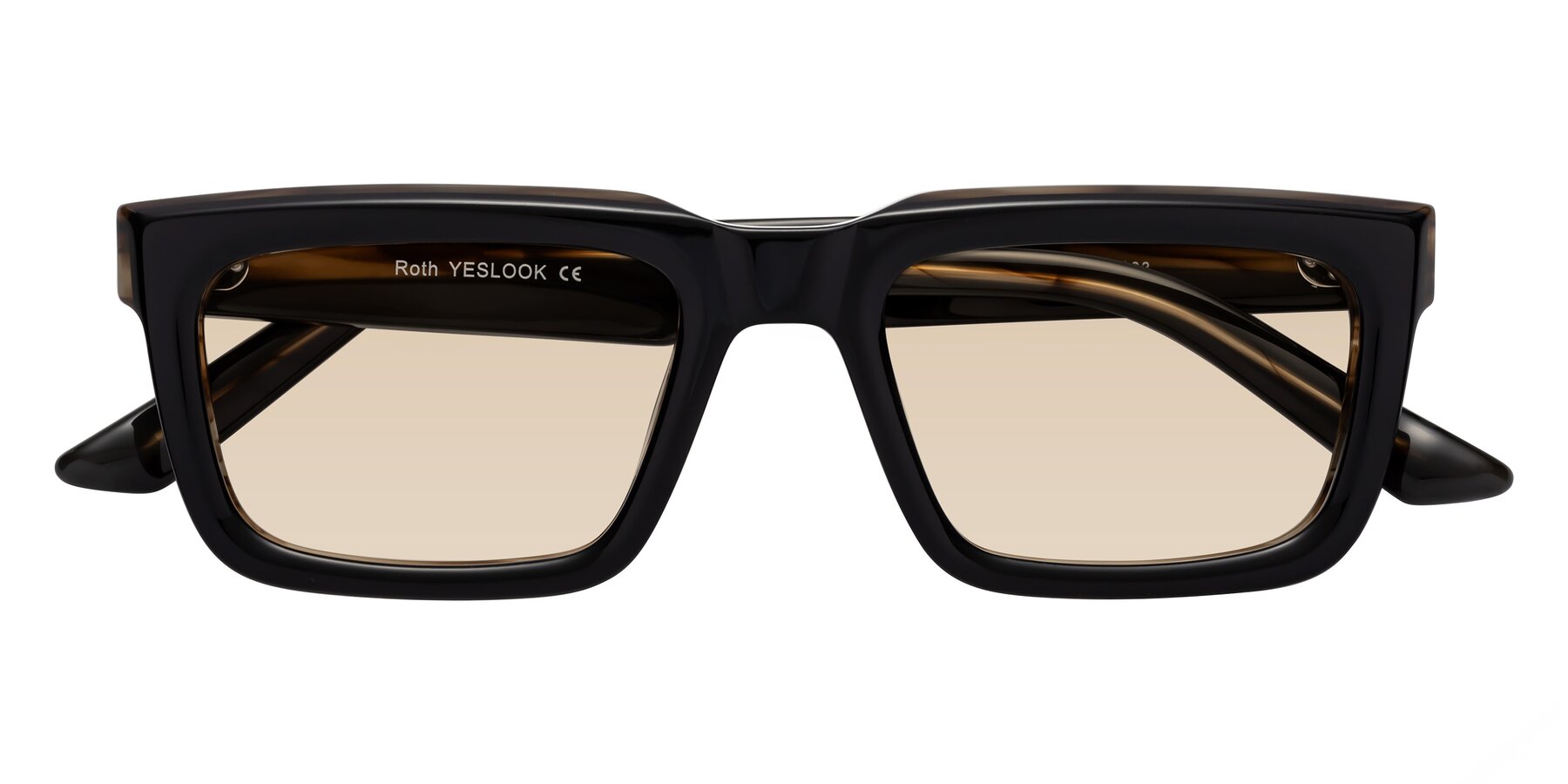 Folded Front of Roth in Black-Gray Moonstone with Light Brown Tinted Lenses