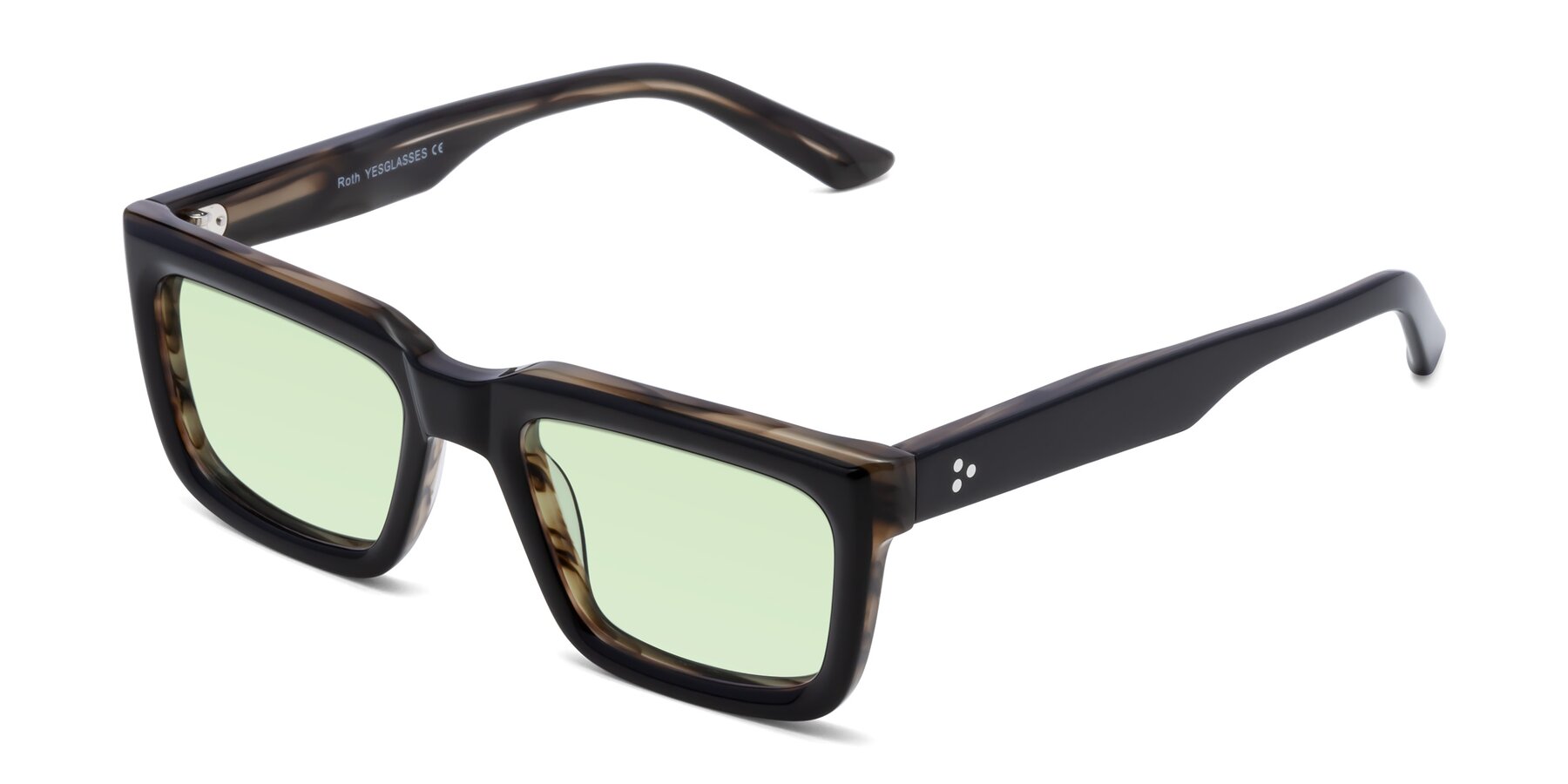 Angle of Roth in Black-Gray Moonstone with Light Green Tinted Lenses