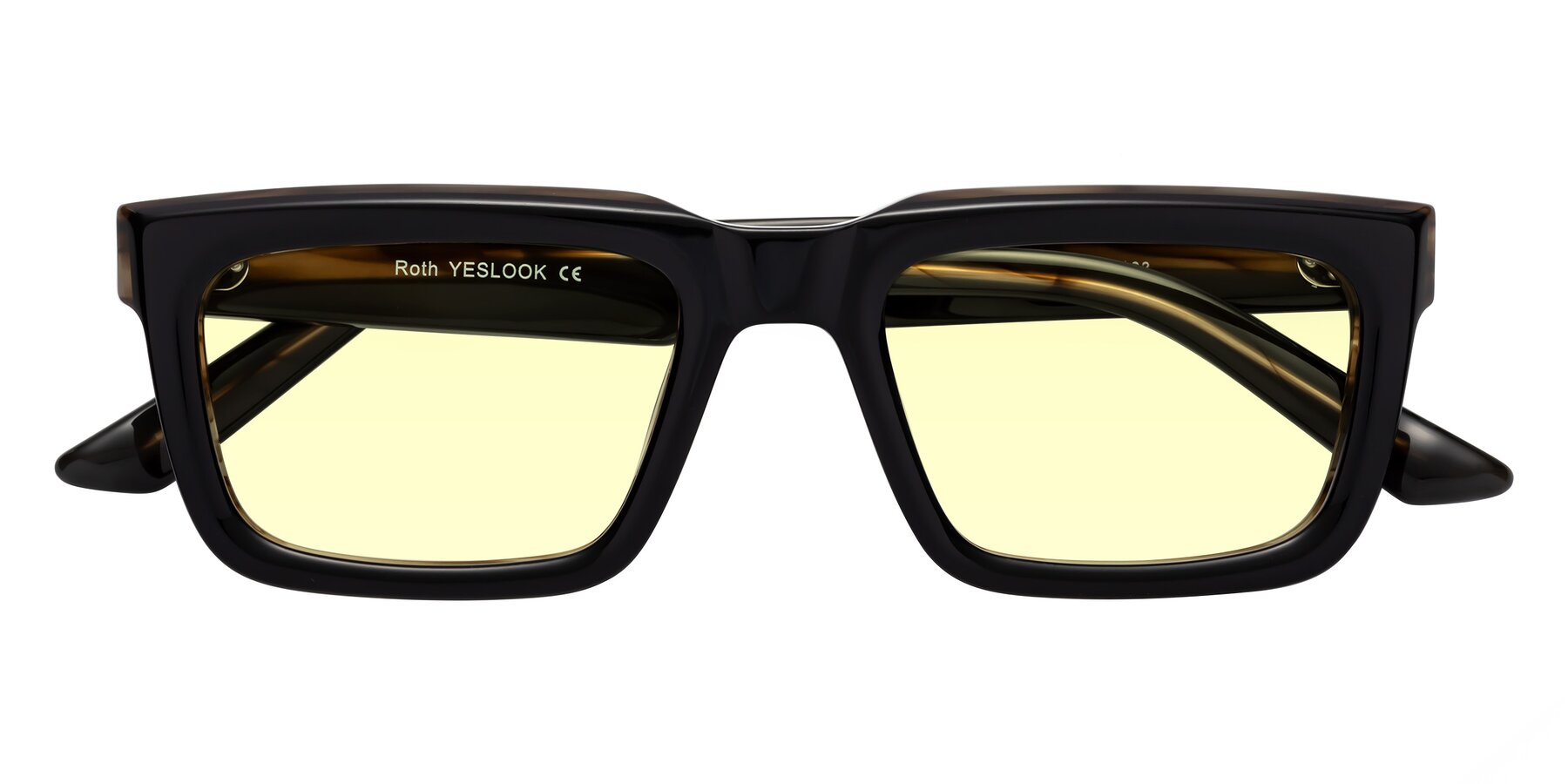 Folded Front of Roth in Black-Gray Moonstone with Light Yellow Tinted Lenses