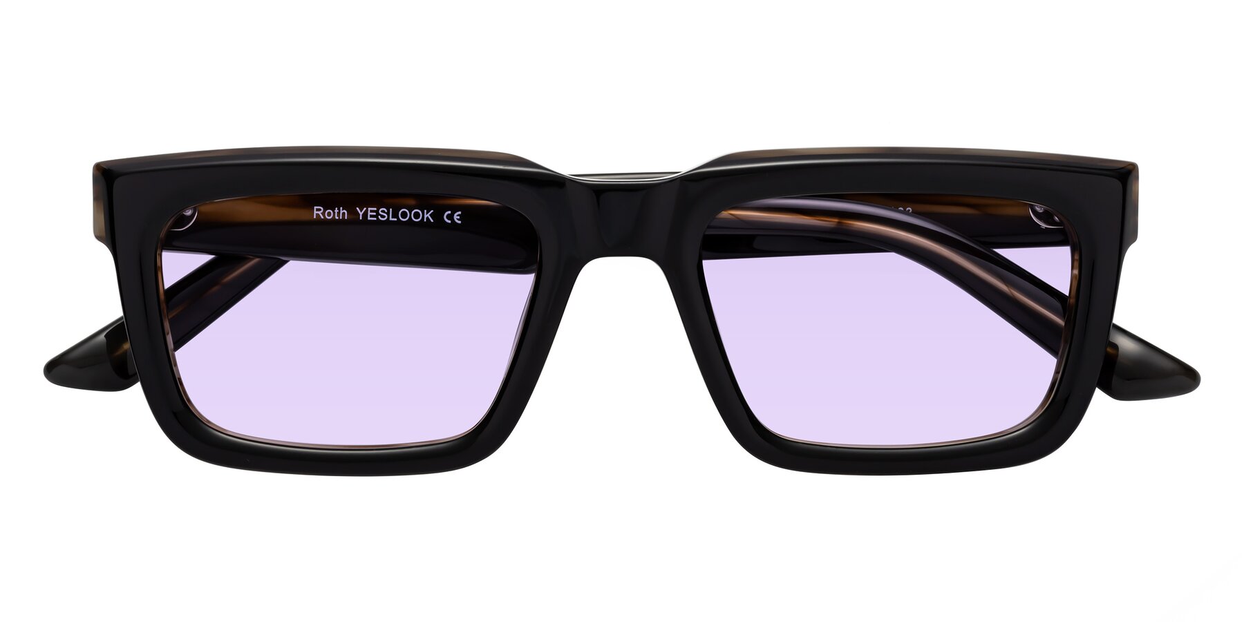 Folded Front of Roth in Black-Gray Moonstone with Light Purple Tinted Lenses