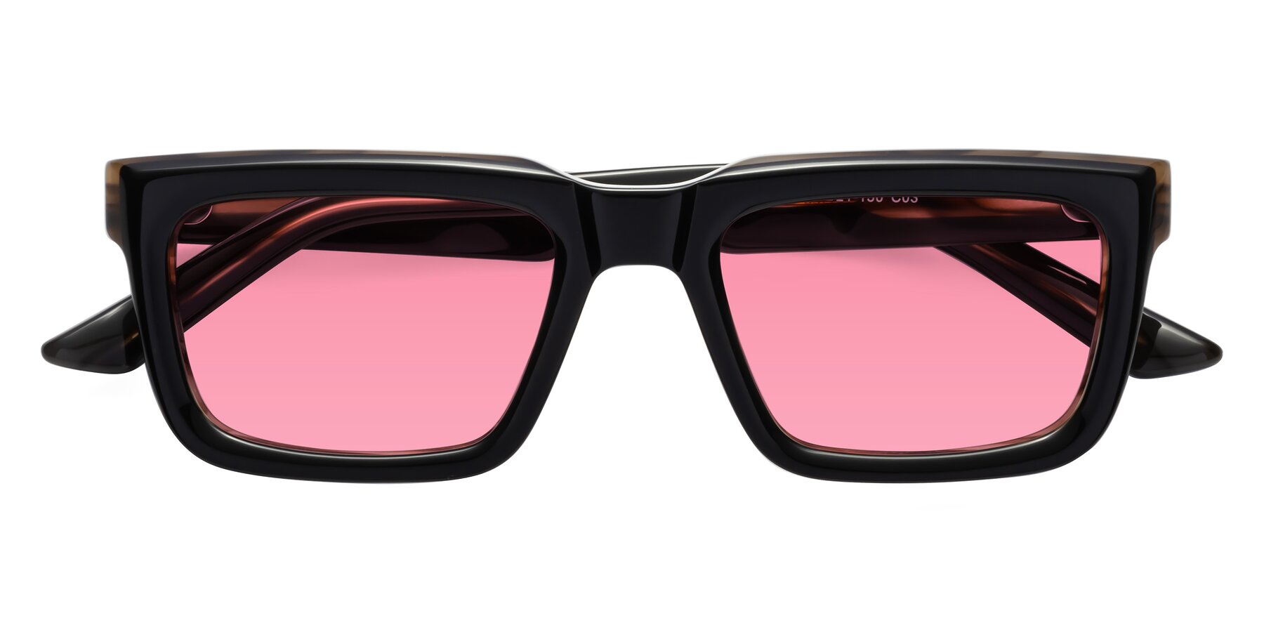 Folded Front of Roth in Black-Gray Moonstone with Pink Tinted Lenses