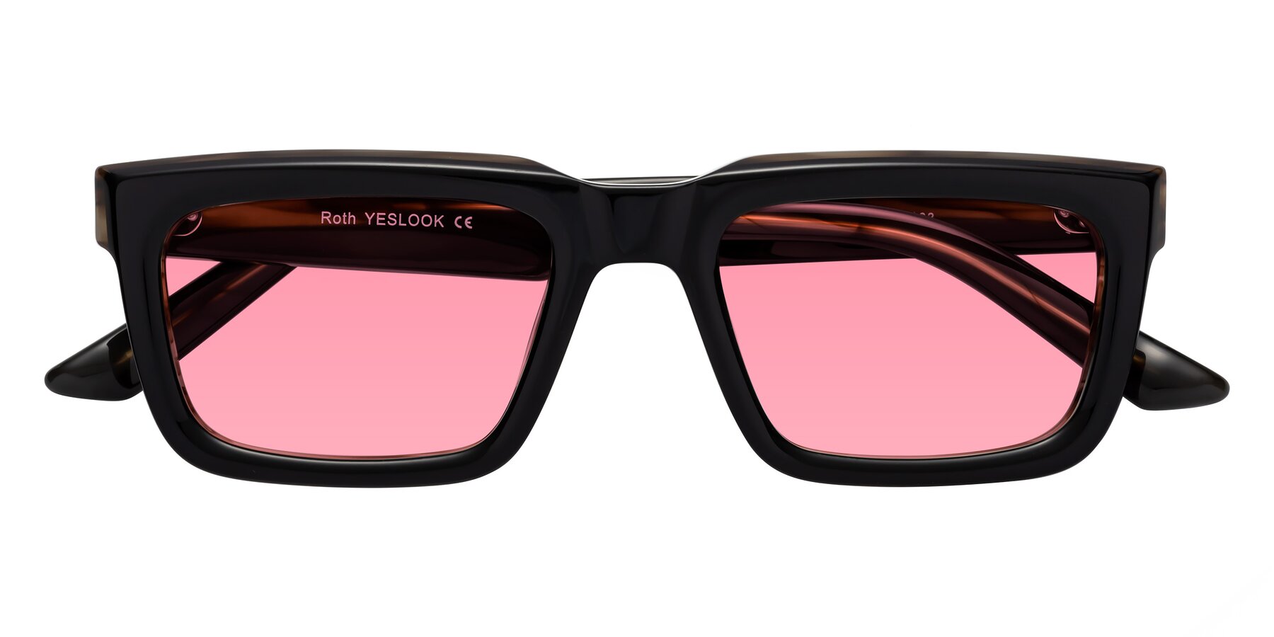 Folded Front of Roth in Black-Gray Moonstone with Pink Tinted Lenses