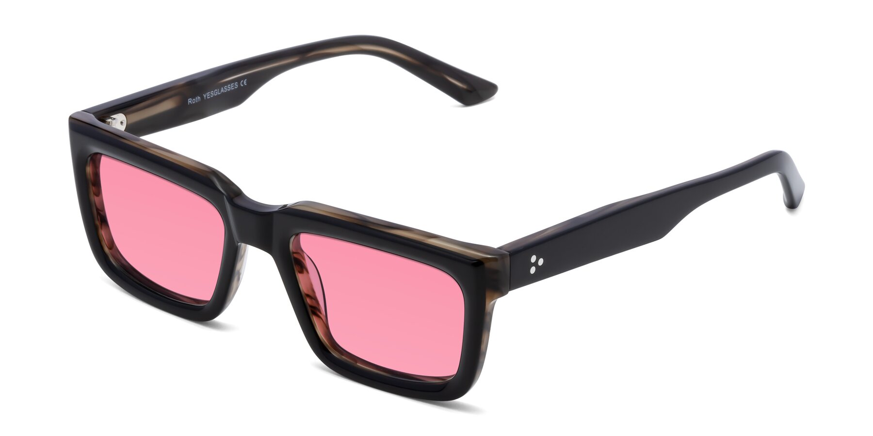 Angle of Roth in Black-Gray Moonstone with Pink Tinted Lenses