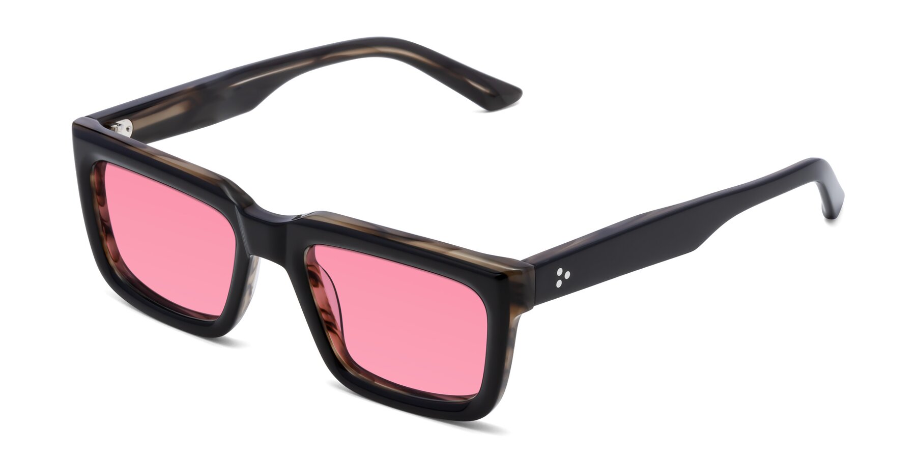 Angle of Roth in Black-Gray Moonstone with Pink Tinted Lenses