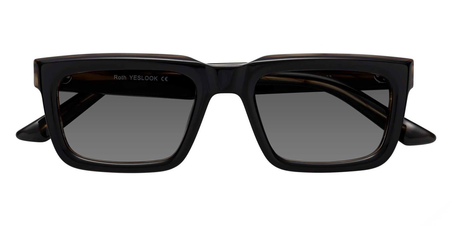 Folded Front of Roth in Black-Gray Moonstone with Medium Gray Tinted Lenses