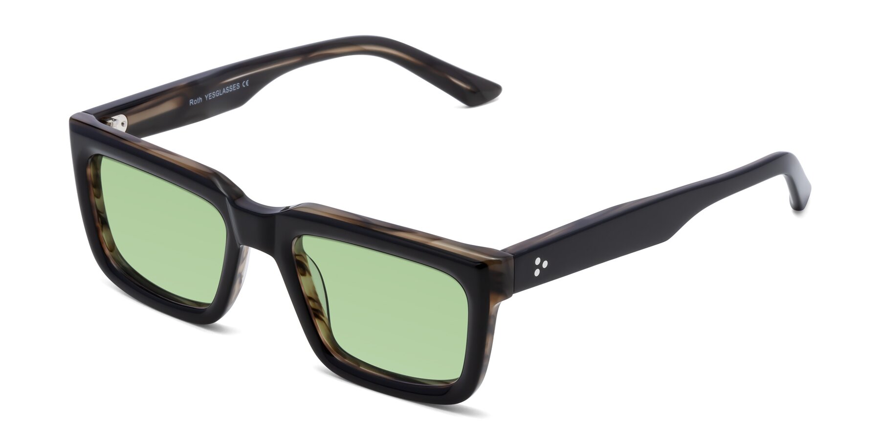 Angle of Roth in Black-Gray Moonstone with Medium Green Tinted Lenses