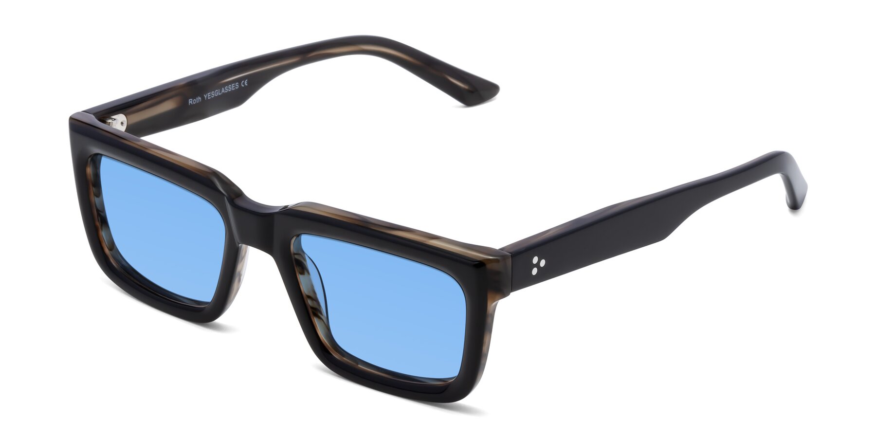 Angle of Roth in Black-Gray Moonstone with Medium Blue Tinted Lenses