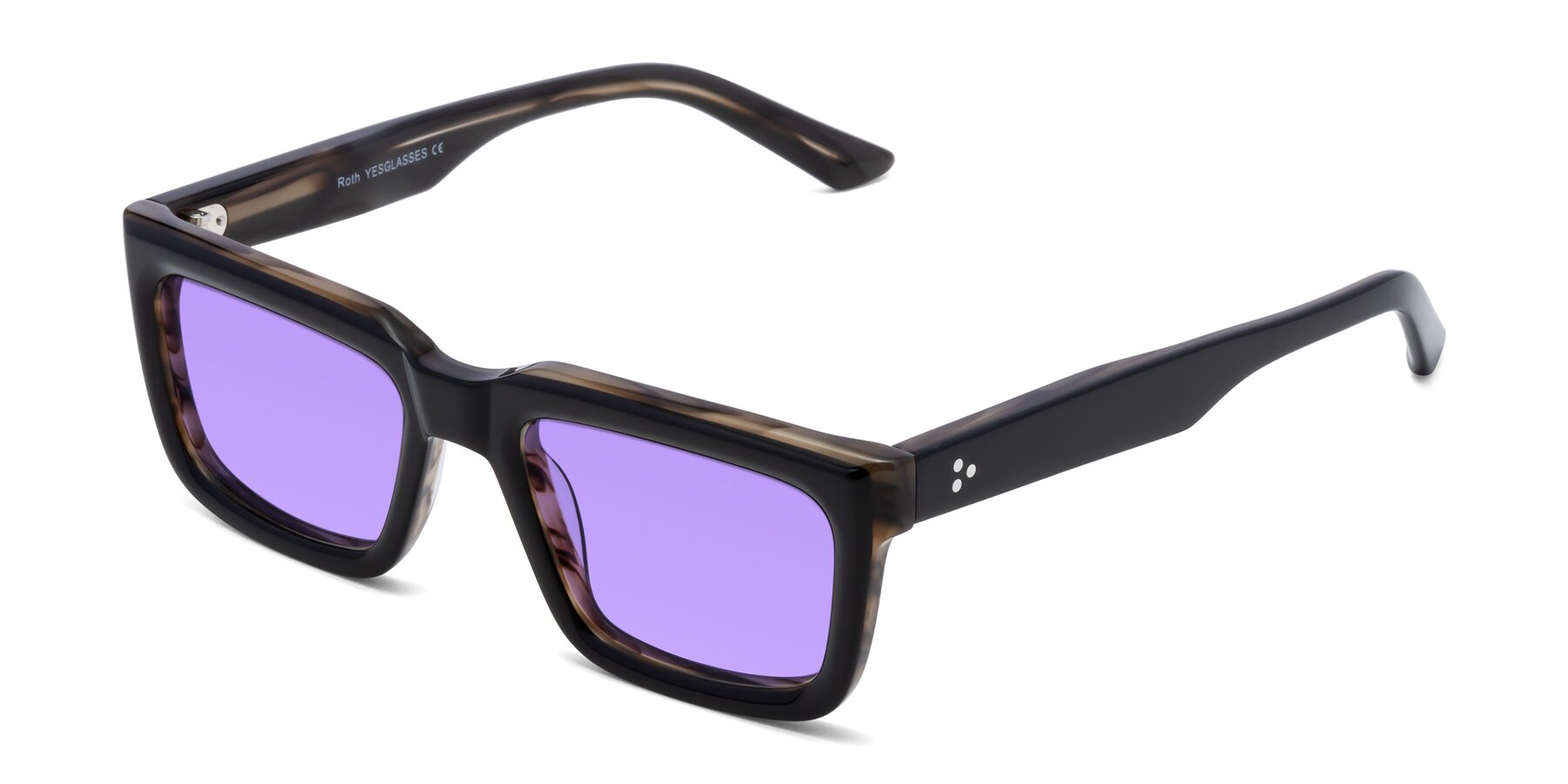 Angle of Roth in Black-Gray Moonstone with Medium Purple Tinted Lenses