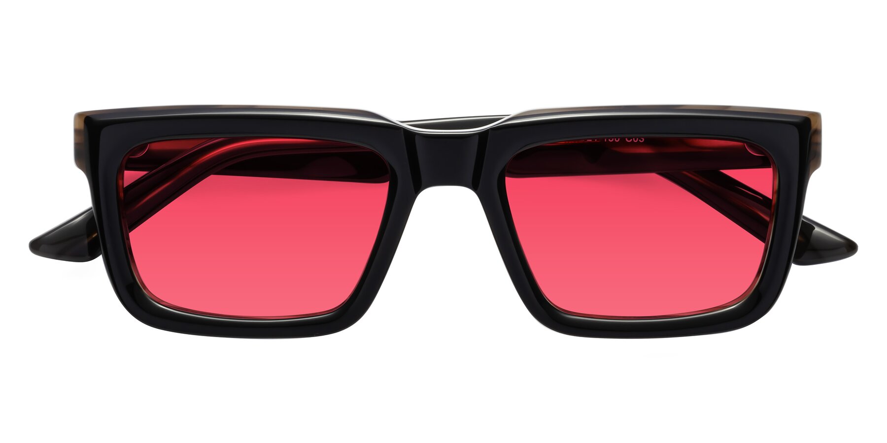 Folded Front of Roth in Black-Gray Moonstone with Red Tinted Lenses