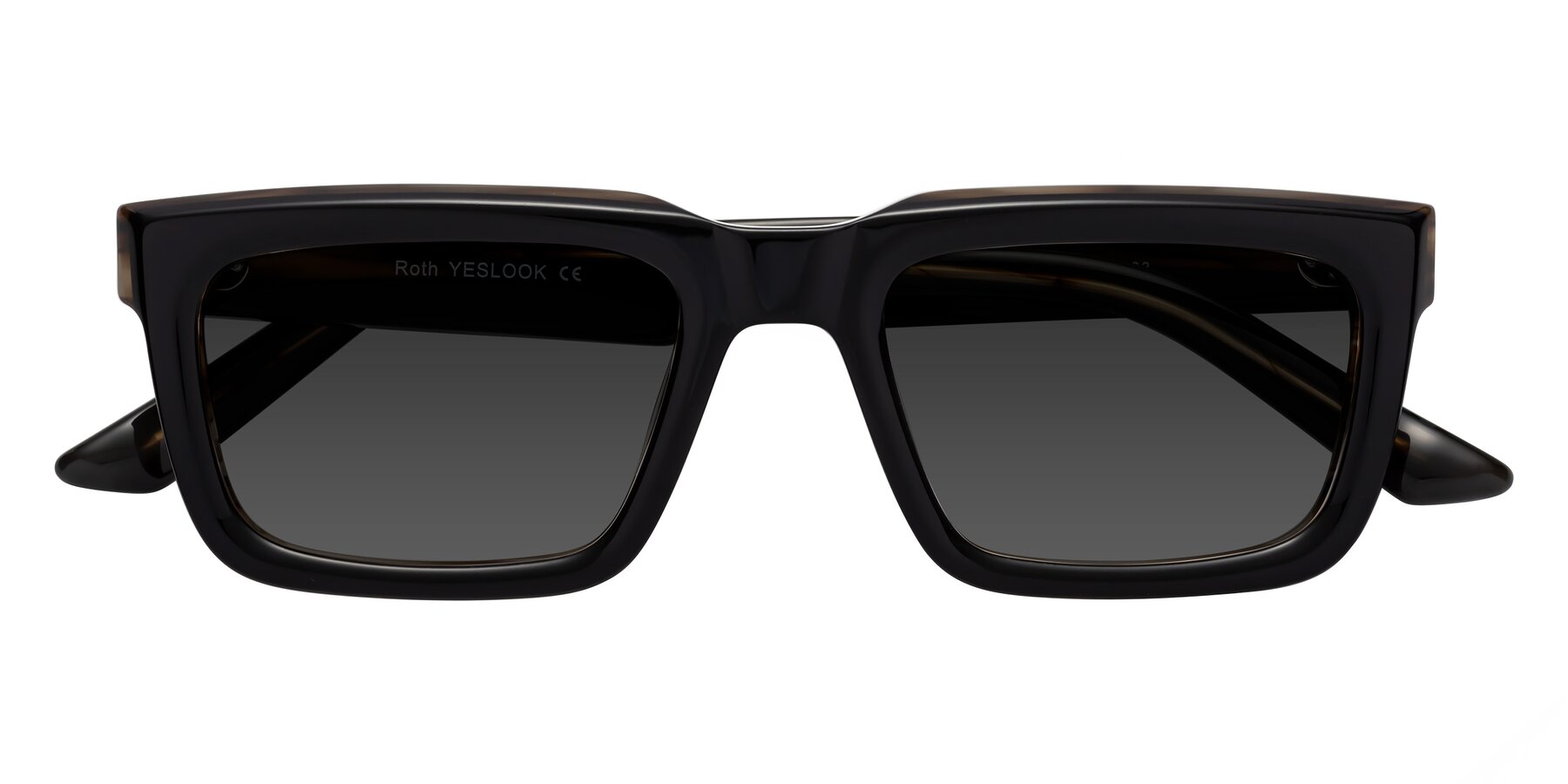 Folded Front of Roth in Black-Gray Moonstone with Gray Tinted Lenses