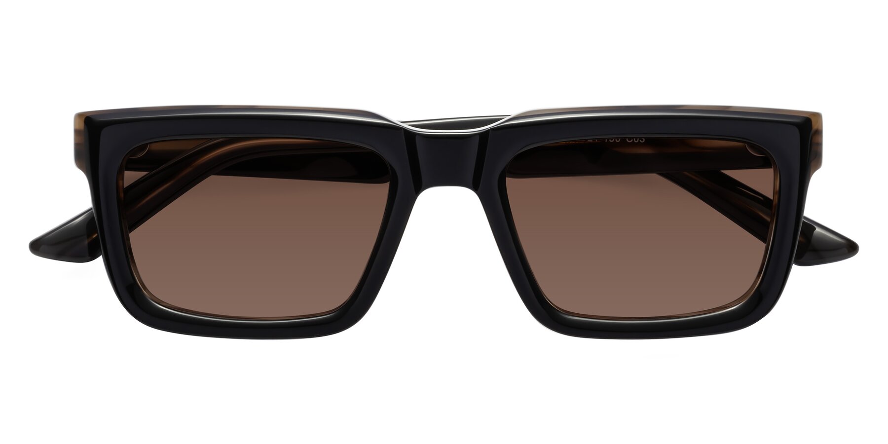 Folded Front of Roth in Black-Gray Moonstone with Brown Tinted Lenses