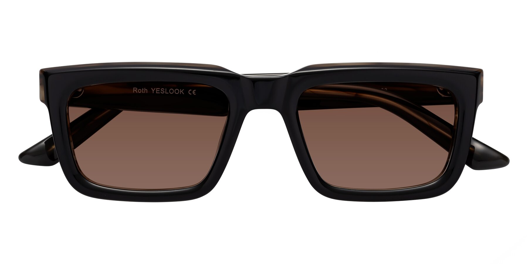 Folded Front of Roth in Black-Gray Moonstone with Brown Tinted Lenses