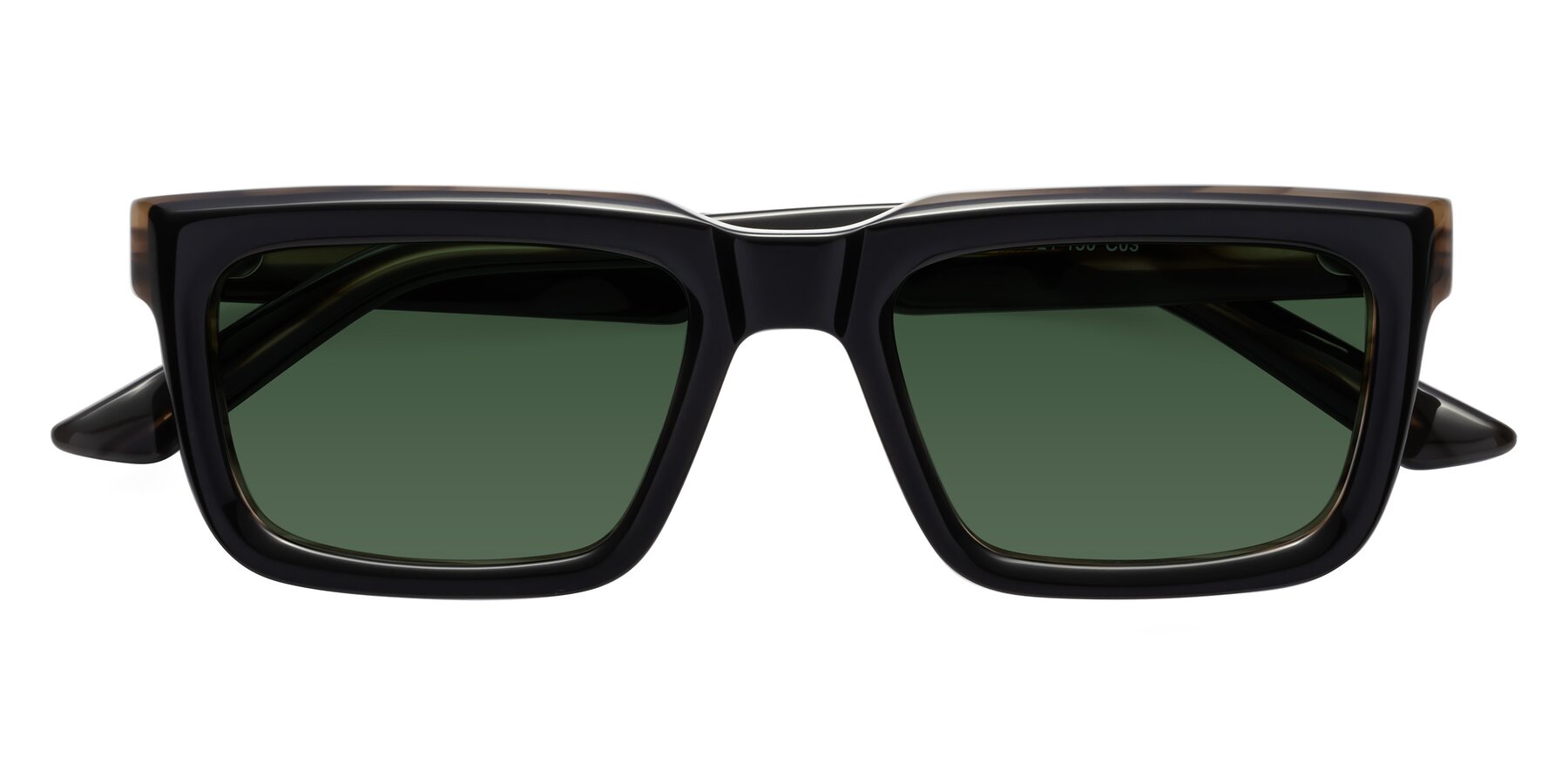 Folded Front of Roth in Black-Gray Moonstone with Green Tinted Lenses