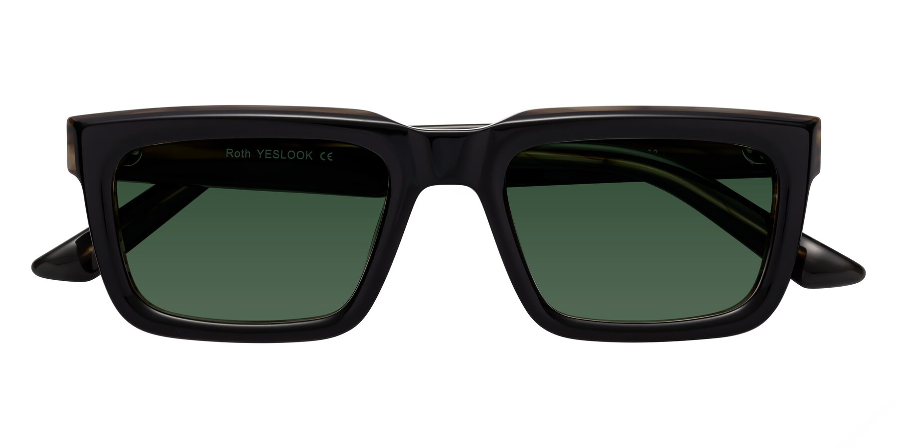 Folded Front of Roth in Black-Gray Moonstone with Green Tinted Lenses