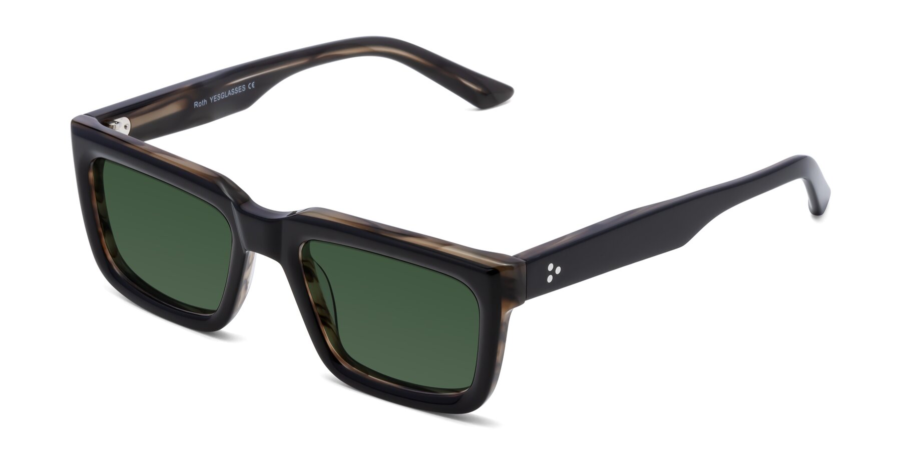 Angle of Roth in Black-Gray Moonstone with Green Tinted Lenses