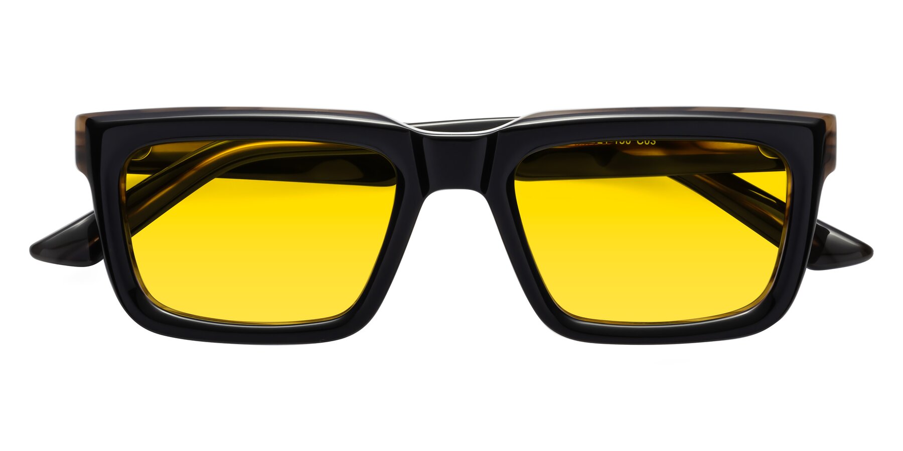 Folded Front of Roth in Black-Gray Moonstone with Yellow Tinted Lenses