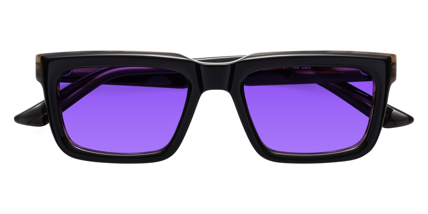 Folded Front of Roth in Black-Gray Moonstone with Purple Tinted Lenses