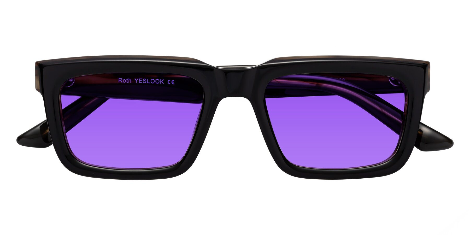 Folded Front of Roth in Black-Gray Moonstone with Purple Tinted Lenses