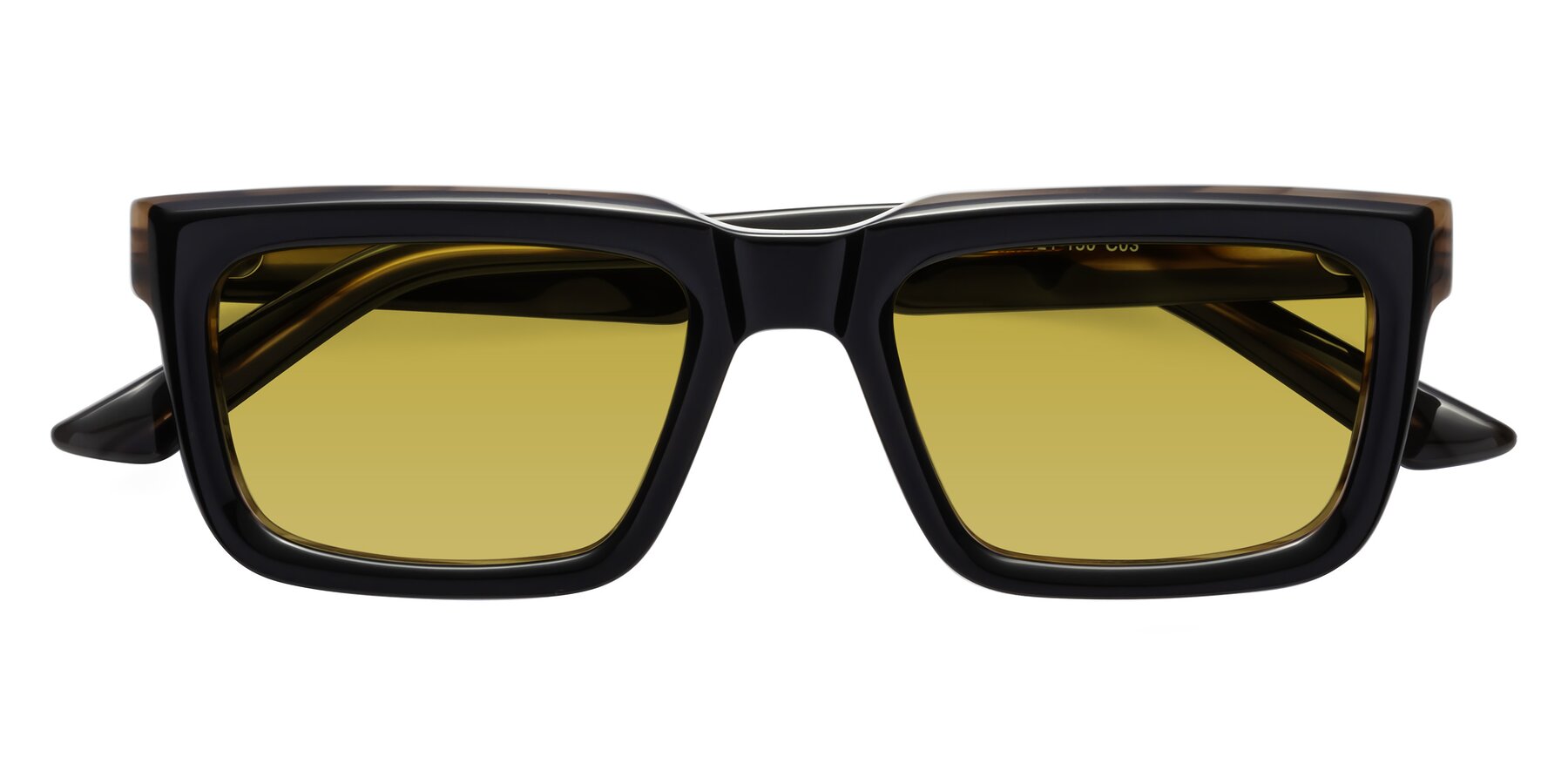 Folded Front of Roth in Black-Gray Moonstone with Champagne Tinted Lenses