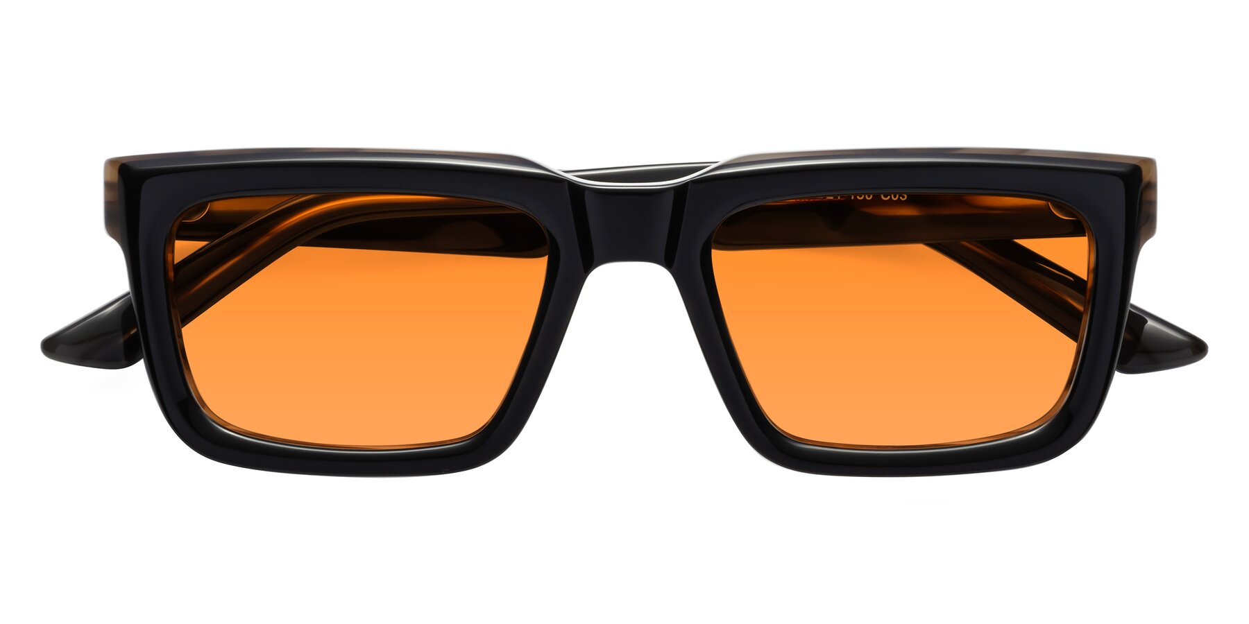 Folded Front of Roth in Black-Gray Moonstone with Orange Tinted Lenses
