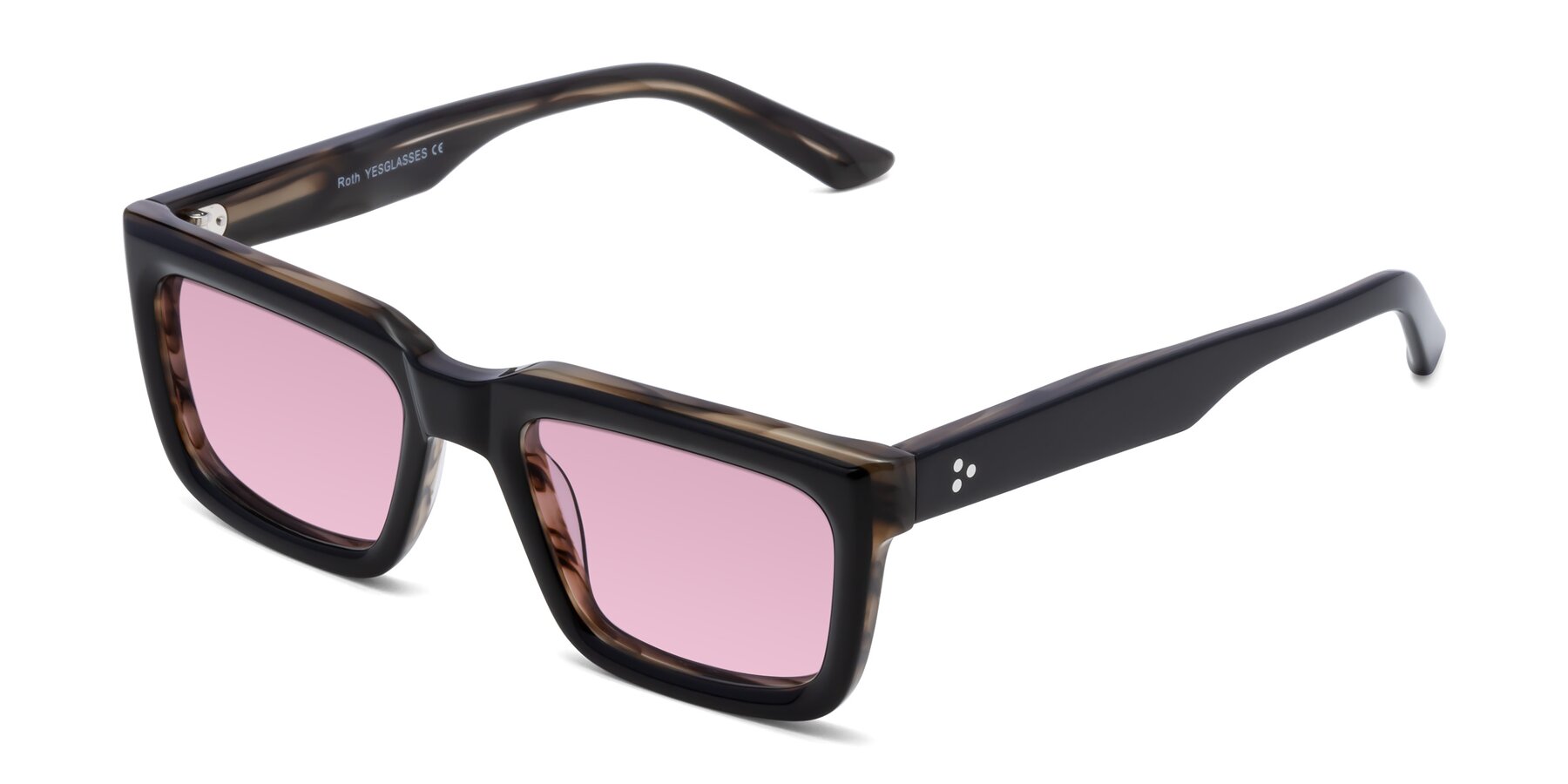 Angle of Roth in Black-Gray Moonstone with Light Wine Tinted Lenses