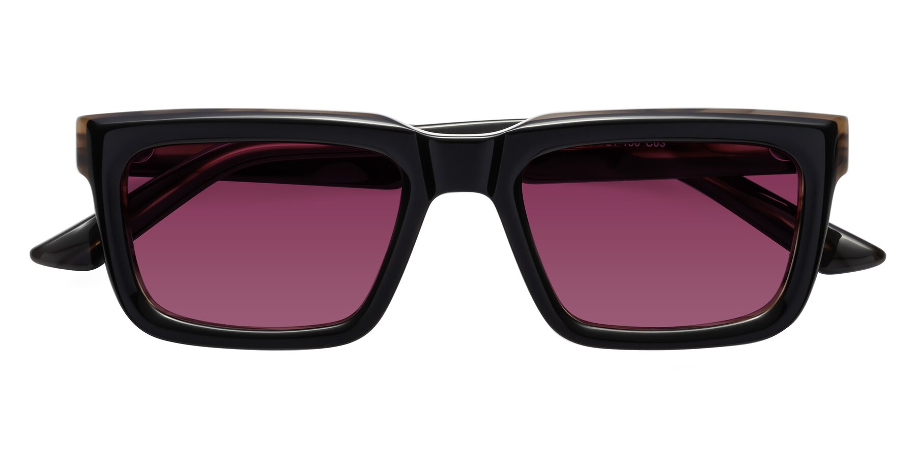 Folded Front of Roth in Black-Gray Moonstone with Wine Tinted Lenses