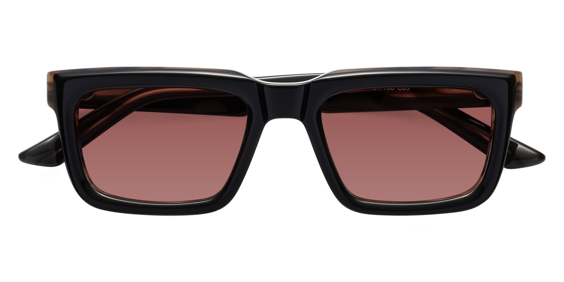 Folded Front of Roth in Black-Gray Moonstone with Garnet Tinted Lenses