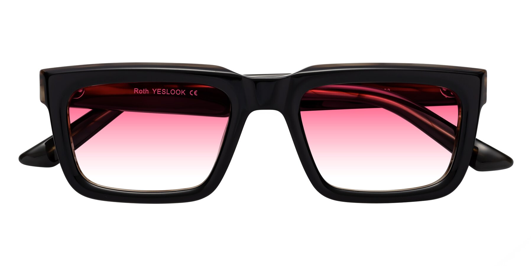 Folded Front of Roth in Black-Gray Moonstone with Pink Gradient Lenses