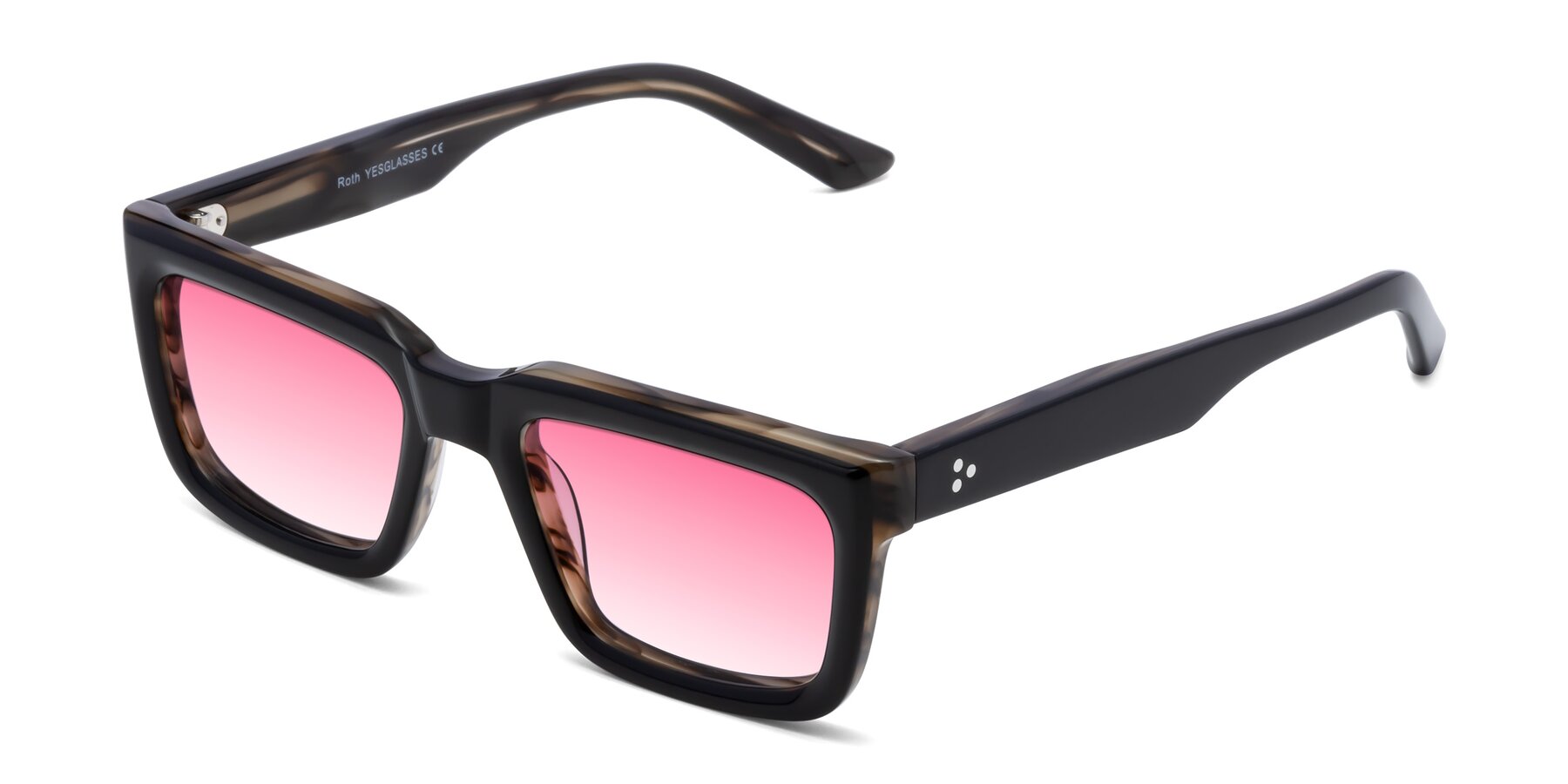 Angle of Roth in Black-Gray Moonstone with Pink Gradient Lenses