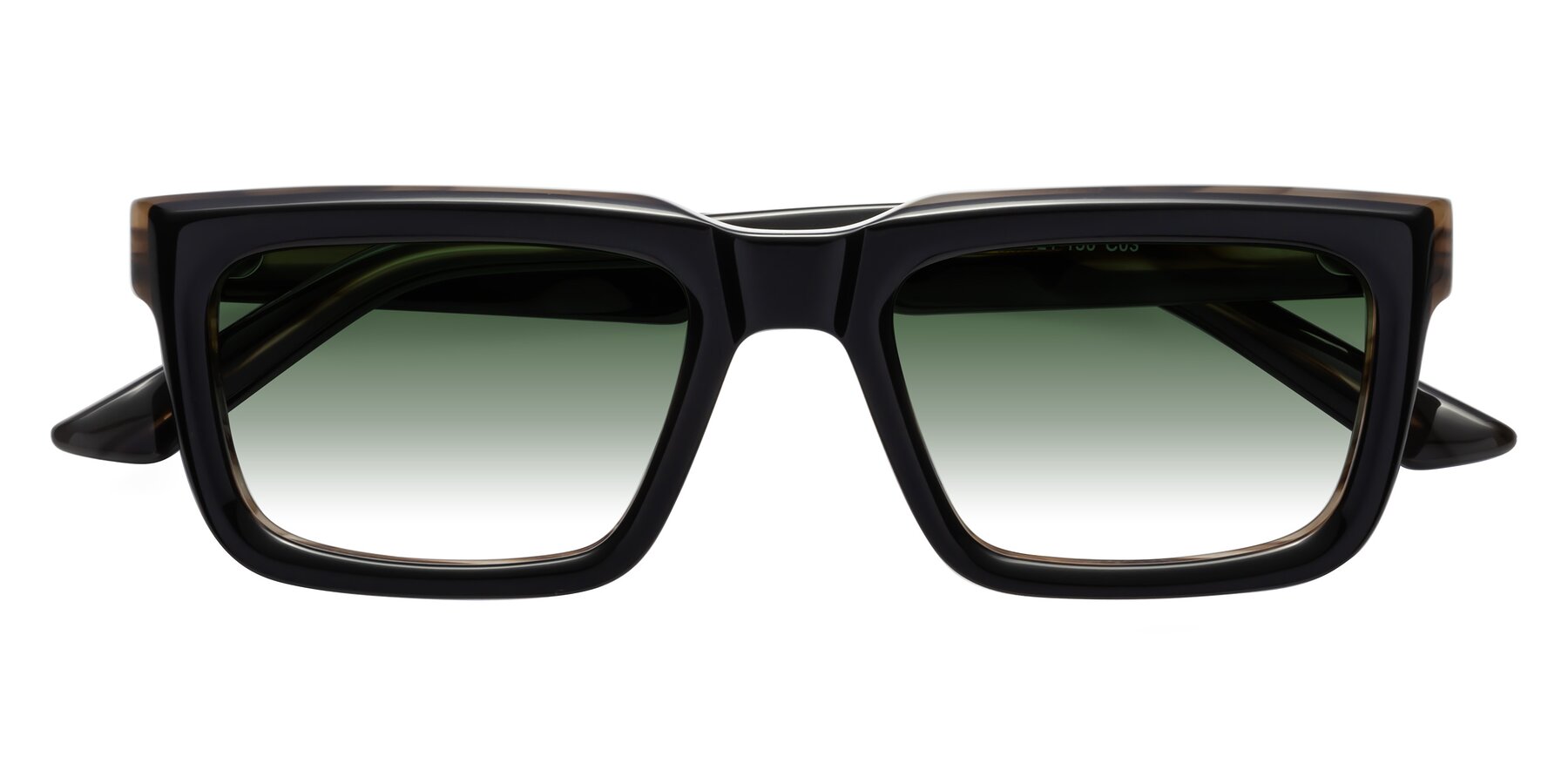 Folded Front of Roth in Black-Gray Moonstone with Green Gradient Lenses