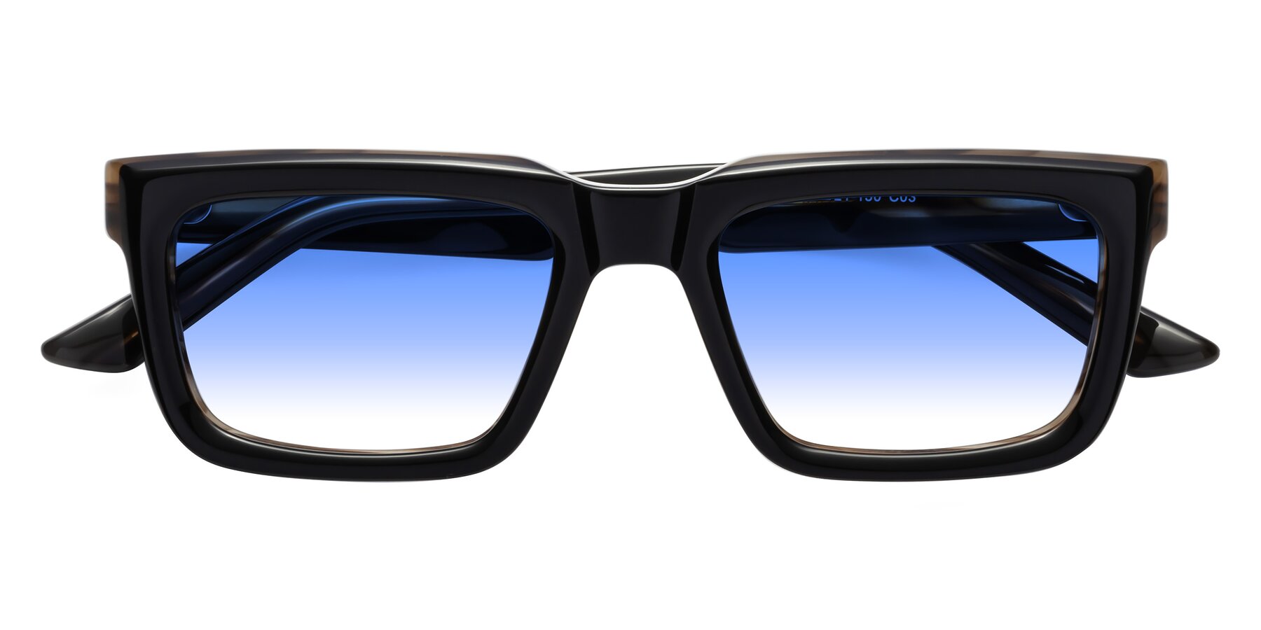 Folded Front of Roth in Black-Gray Moonstone with Blue Gradient Lenses
