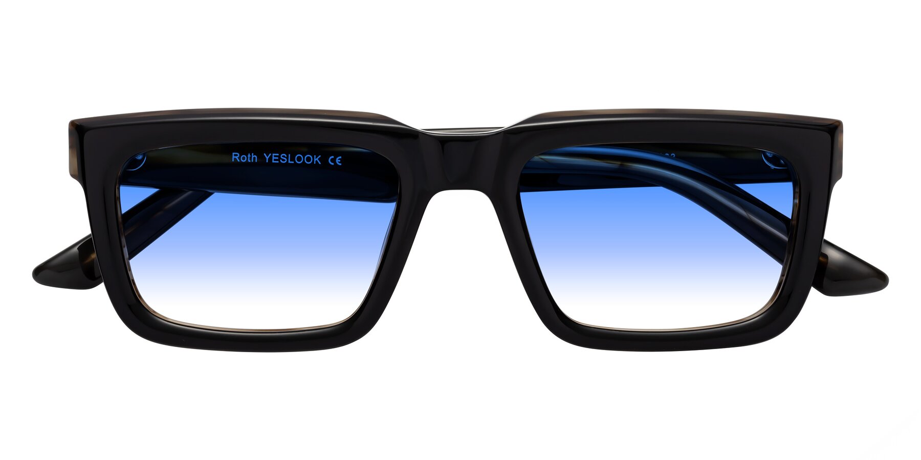 Folded Front of Roth in Black-Gray Moonstone with Blue Gradient Lenses