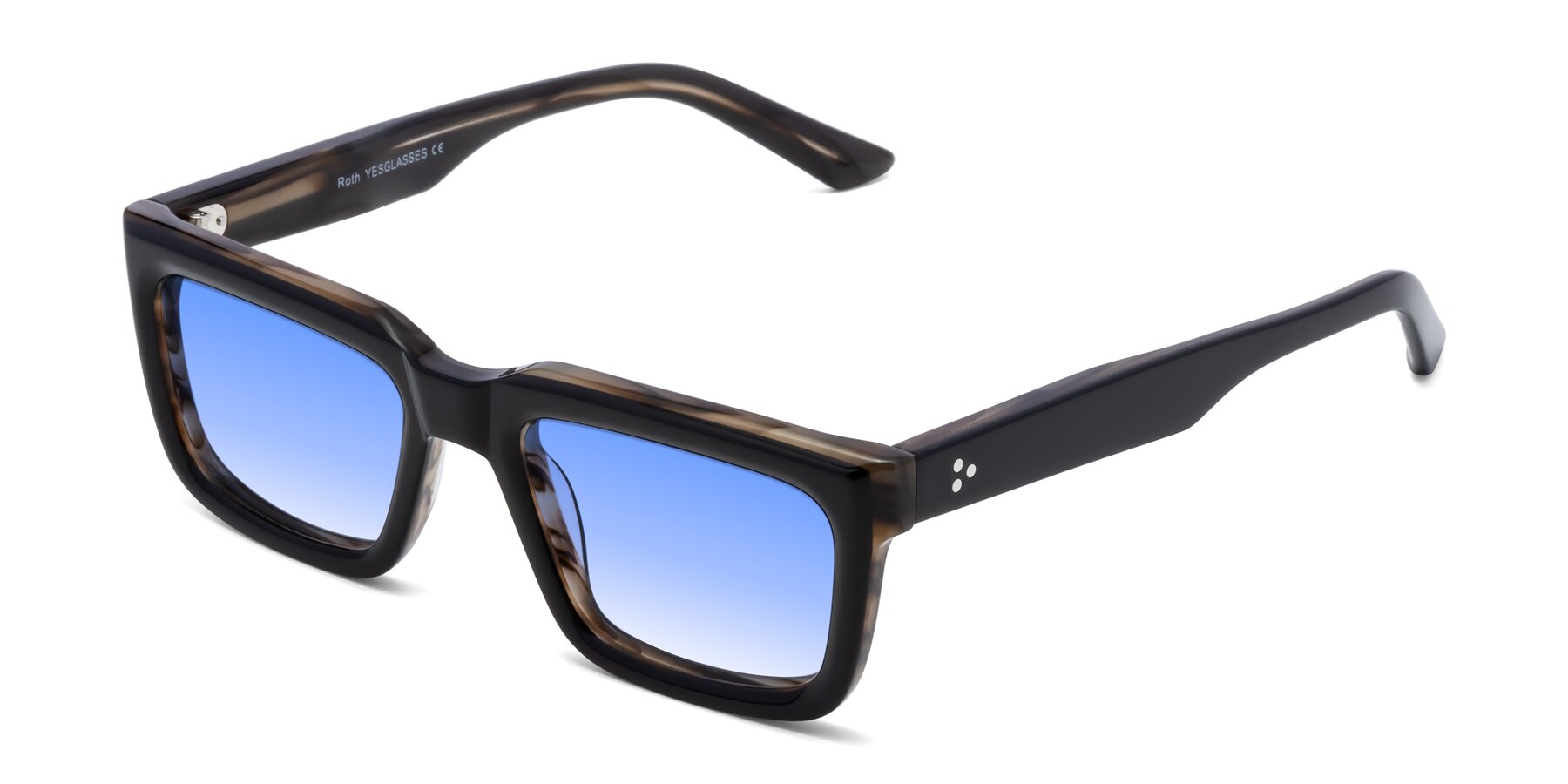 Angle of Roth in Black-Gray Moonstone with Blue Gradient Lenses