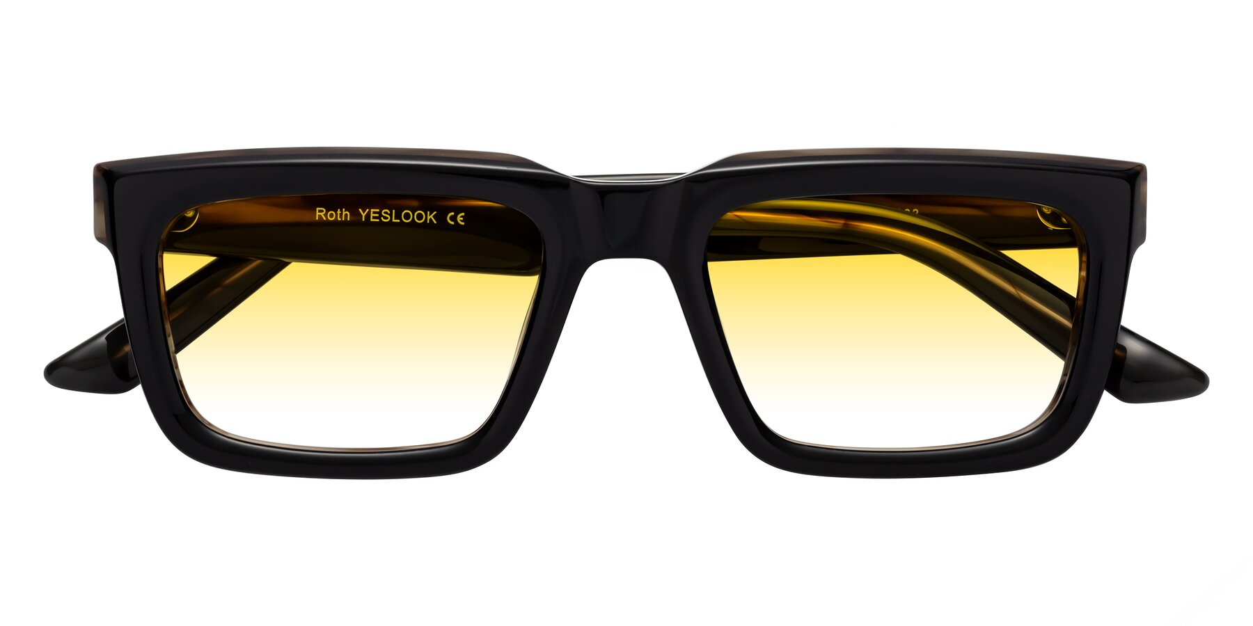 Folded Front of Roth in Black-Gray Moonstone with Yellow Gradient Lenses