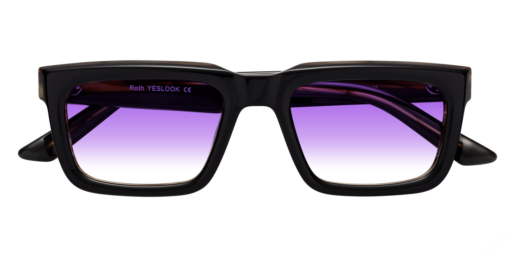 Folded Front of Roth in Black-Gray Moonstone with Purple Gradient Lenses