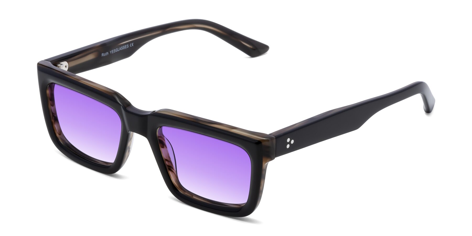 Angle of Roth in Black-Gray Moonstone with Purple Gradient Lenses