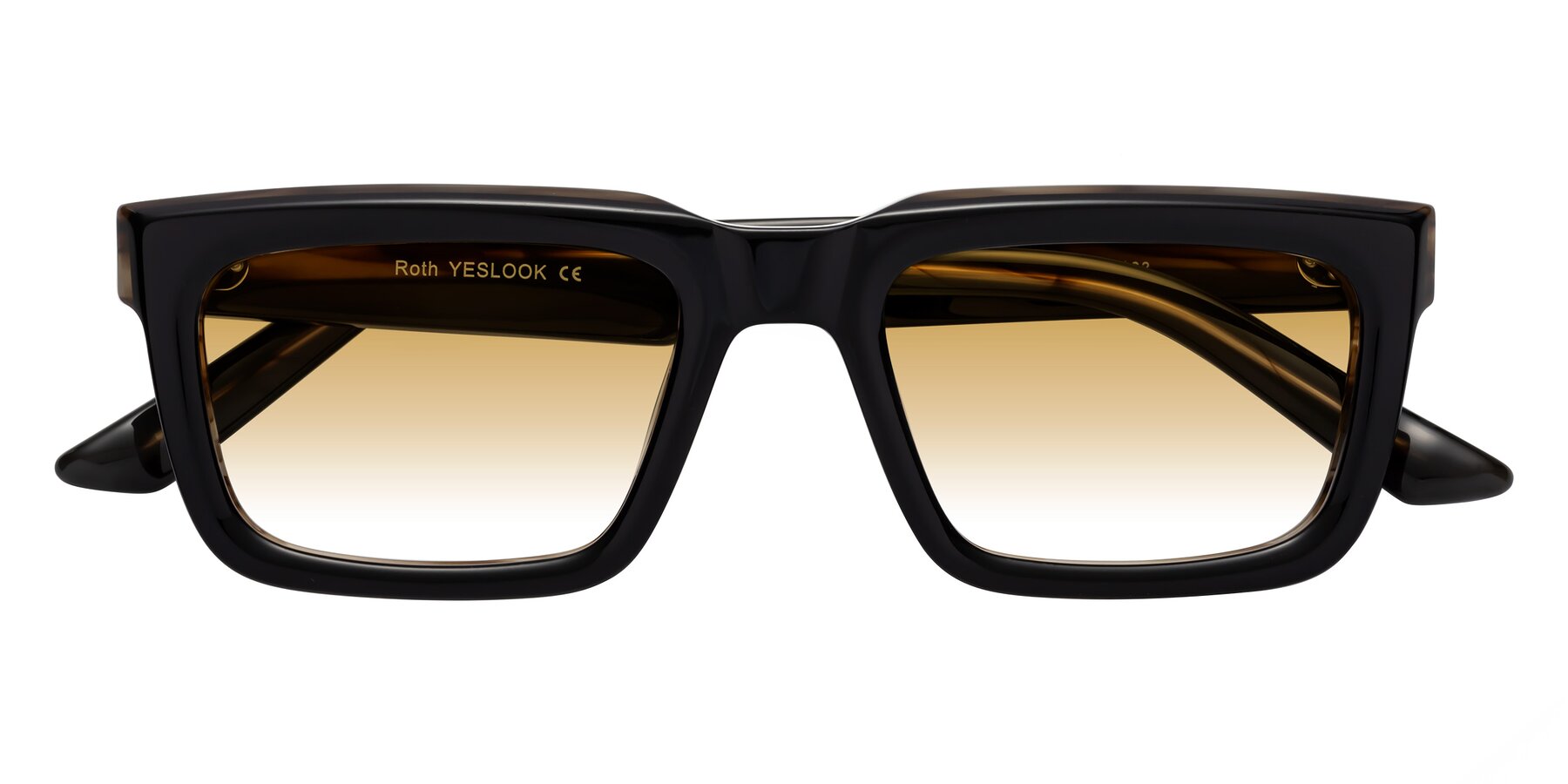 Folded Front of Roth in Black-Gray Moonstone with Champagne Gradient Lenses