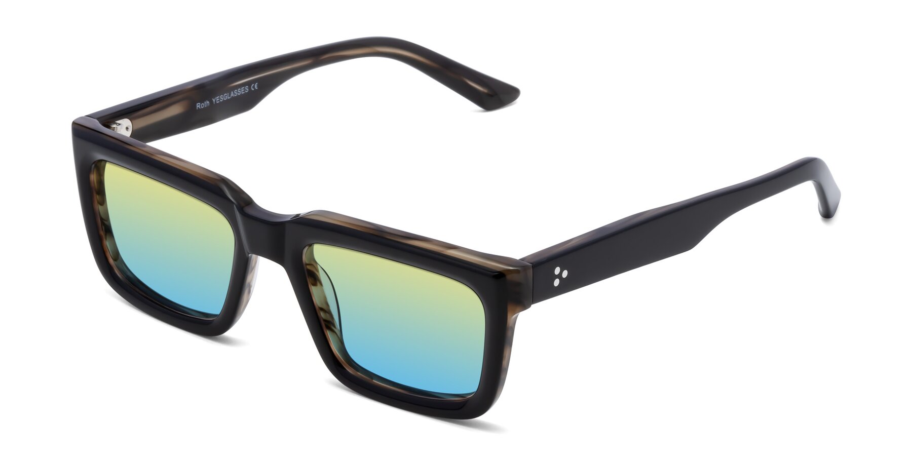 Angle of Roth in Black-Gray Moonstone with Yellow / Blue Gradient Lenses