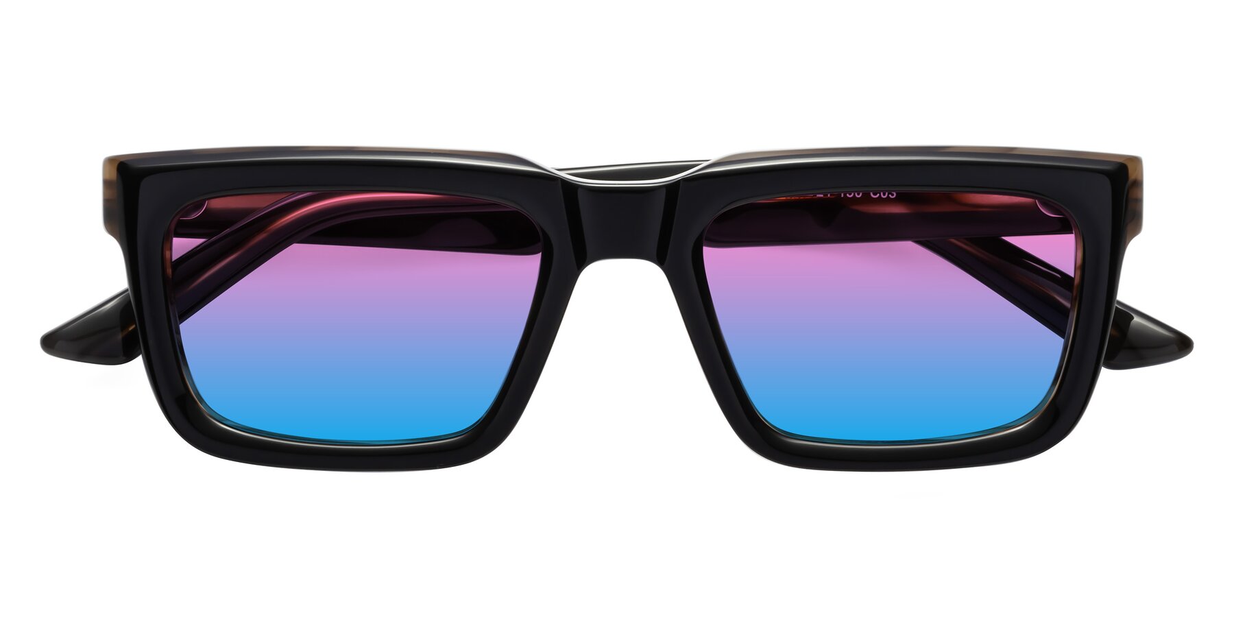 Folded Front of Roth in Black-Gray Moonstone with Pink / Blue Gradient Lenses