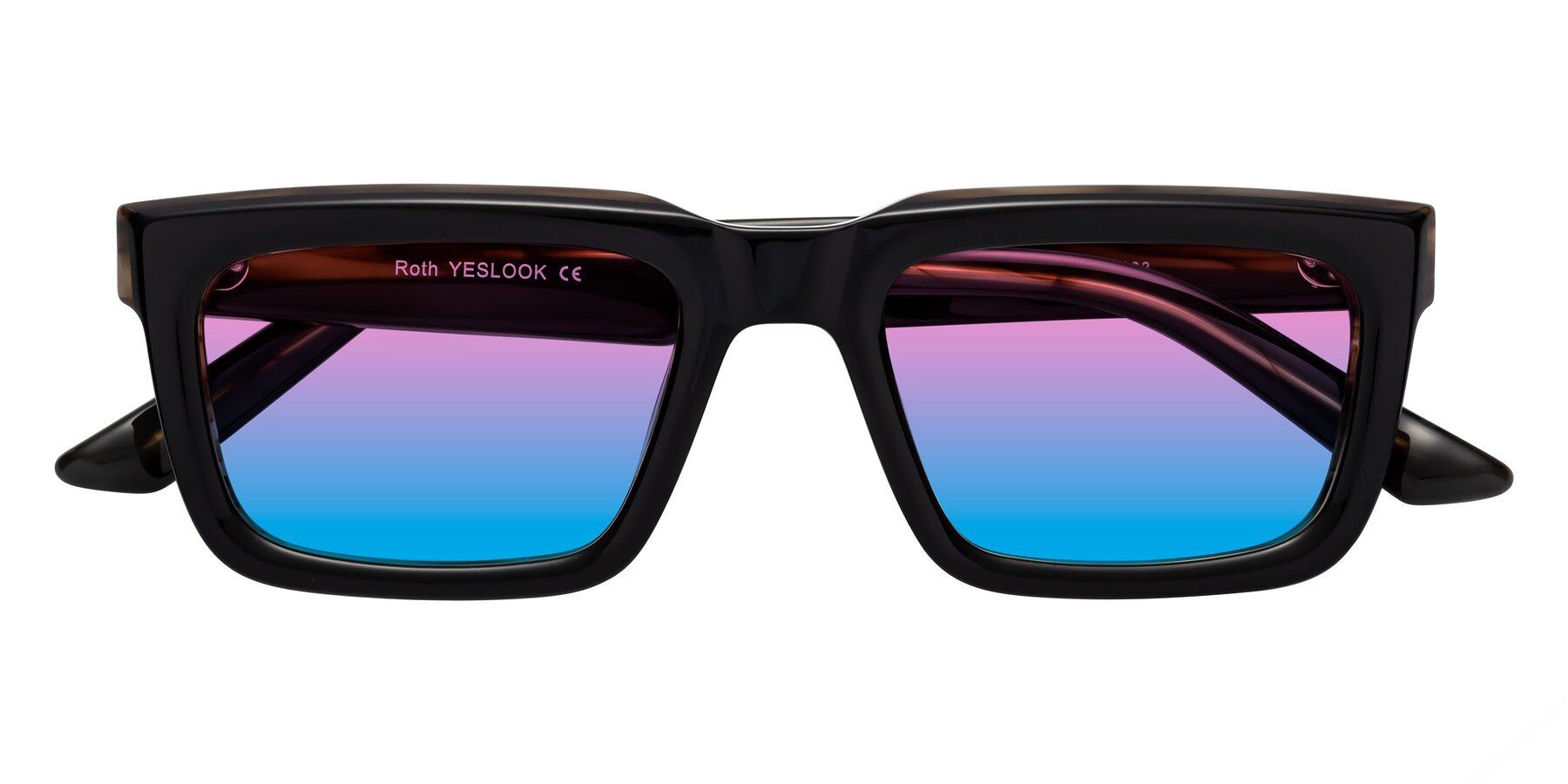 Folded Front of Roth in Black-Gray Moonstone with Pink / Blue Gradient Lenses