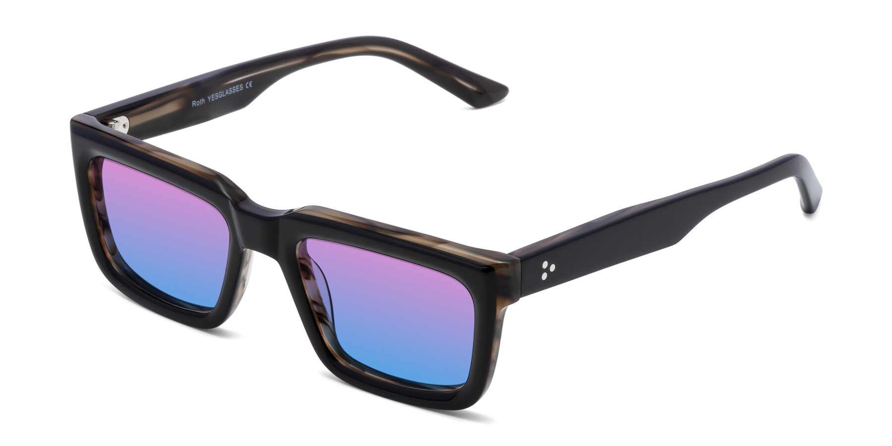 Angle of Roth in Black-Gray Moonstone with Pink / Blue Gradient Lenses