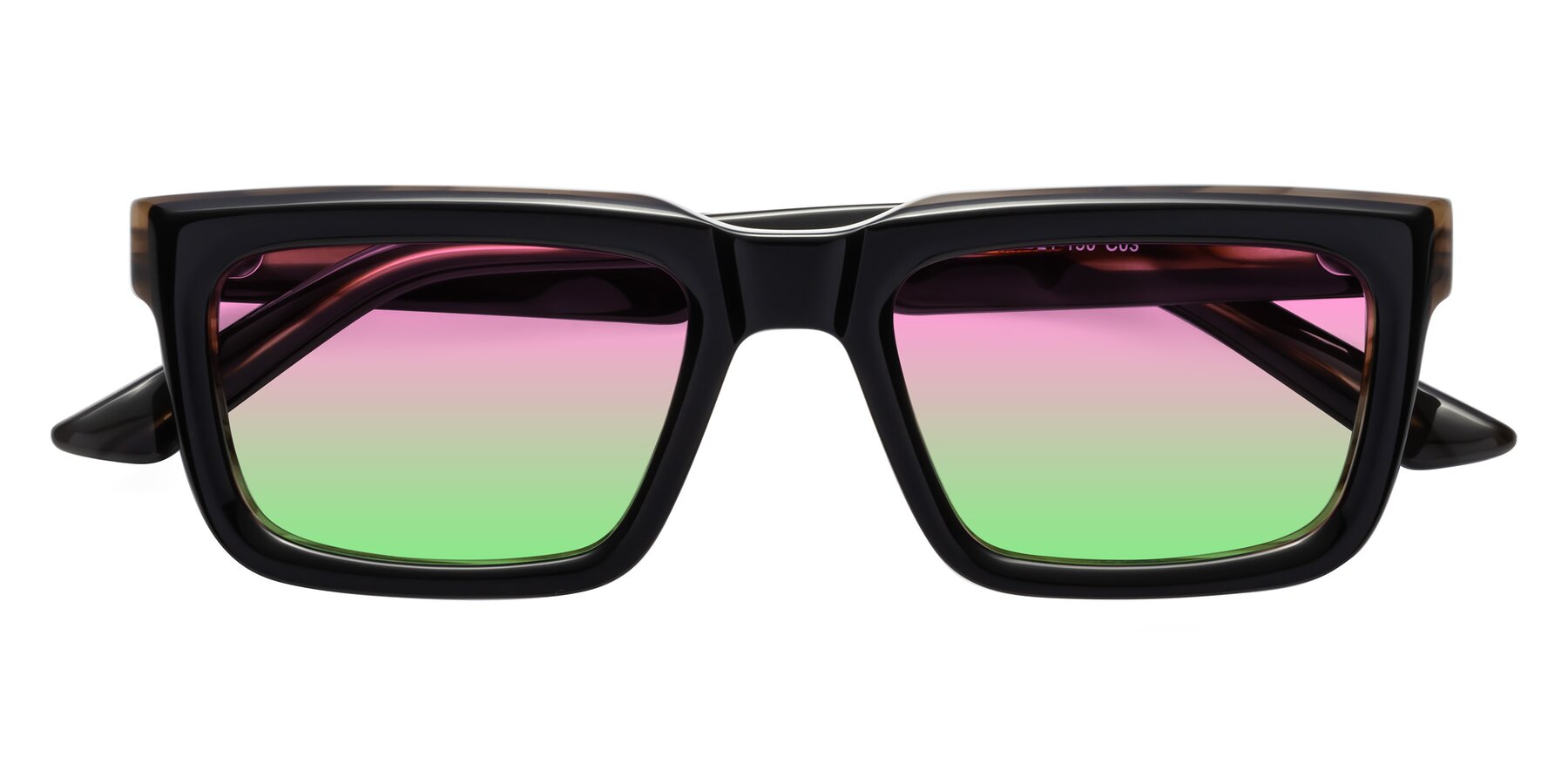 Folded Front of Roth in Black-Gray Moonstone with Pink / Green Gradient Lenses