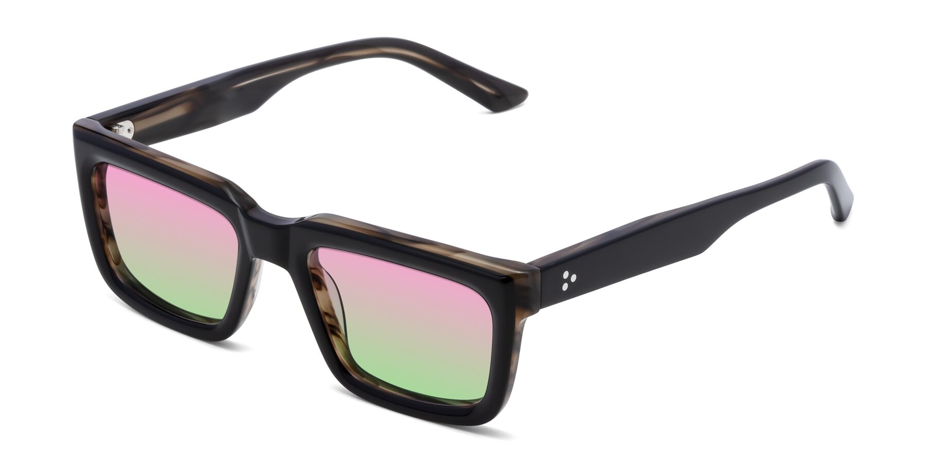 Angle of Roth in Black-Gray Moonstone with Pink / Green Gradient Lenses