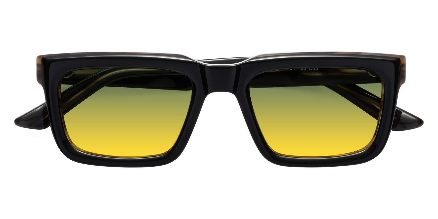 Folded Front of Roth in Black-Gray Moonstone with Green / Yellow Gradient Lenses