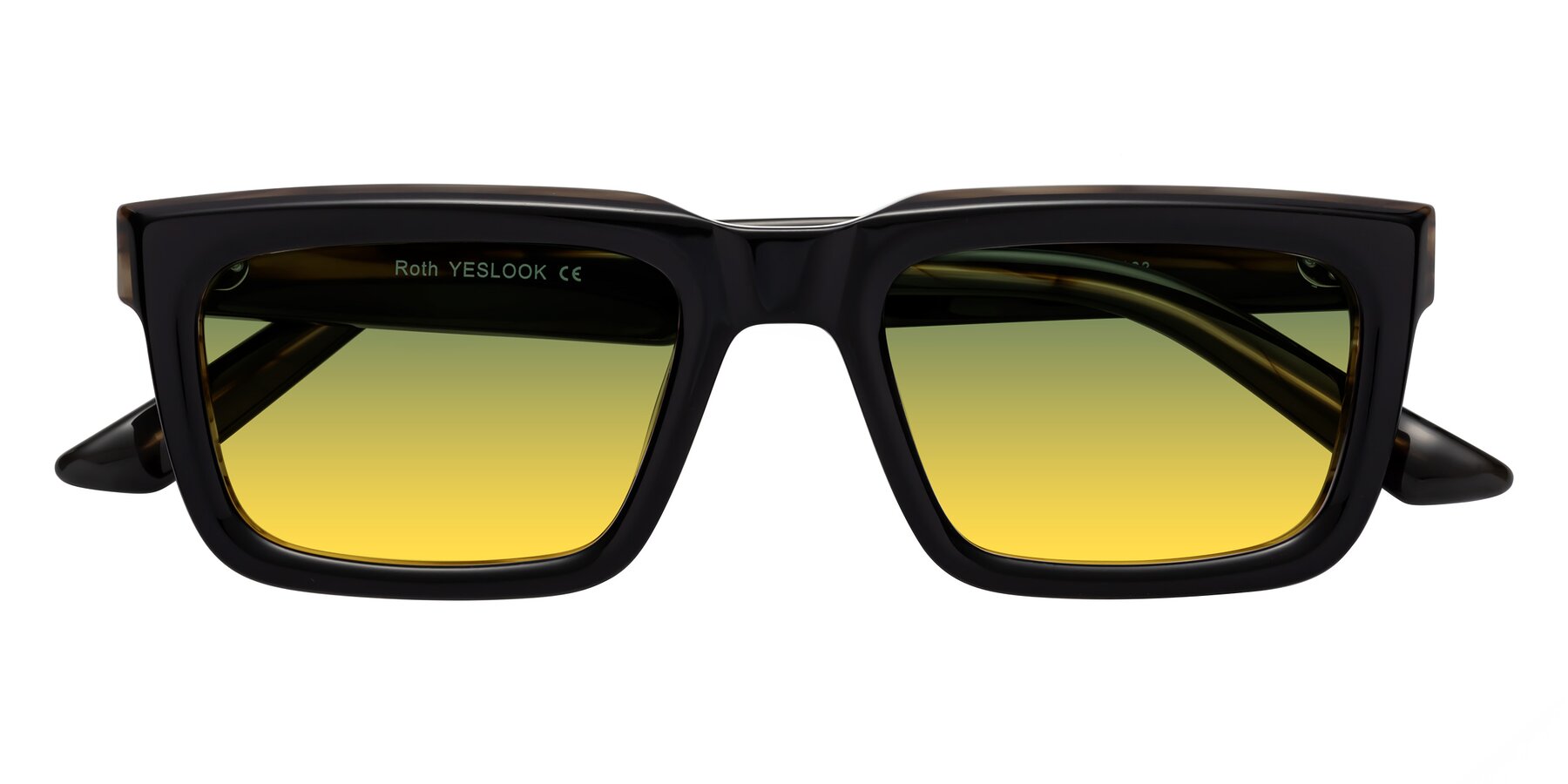 Folded Front of Roth in Black-Gray Moonstone with Green / Yellow Gradient Lenses