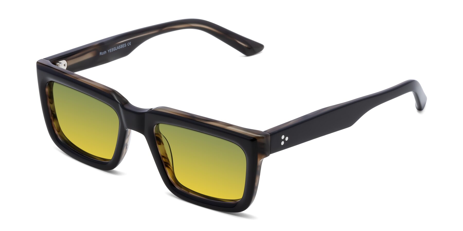 Angle of Roth in Black-Gray Moonstone with Green / Yellow Gradient Lenses